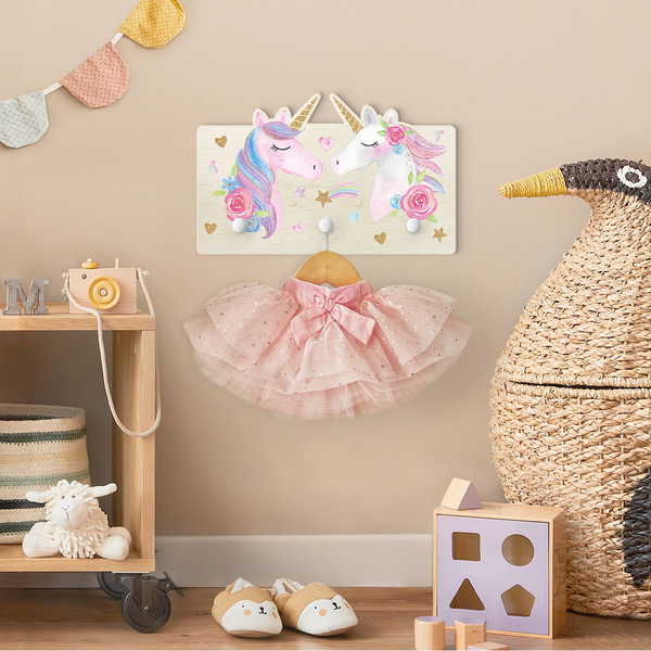 Kindergarderobe Einhorn Gold Glitzer - Mehrfarbig