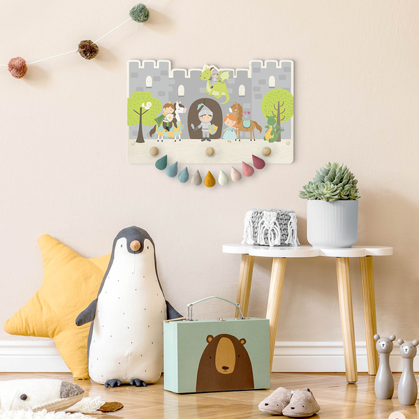 Kindergarderobe Burg Ritter Drachen - Mehrfarbig