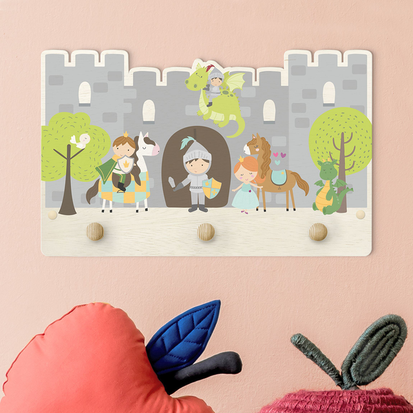 Kindergarderobe Burg Ritter Drachen - Mehrfarbig