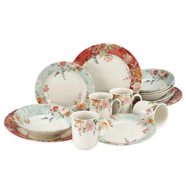 Kombiservice Crimson (16-teilig) - Stein / Steingut - Mehrfarbig - 16-teilig