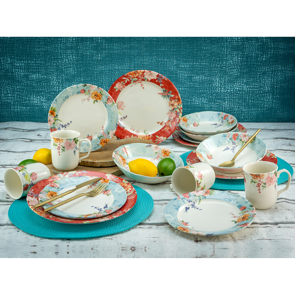 Kombiservice Crimson (16-teilig) - Stein / Steingut - Mehrfarbig - 16-teilig