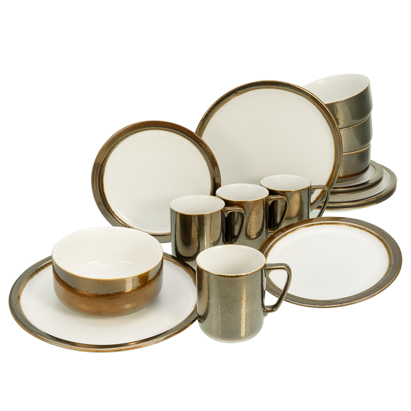 Kombiservice Modern Industrial (16-tlg.) - Steinzeug - Weiß - 16-teilig