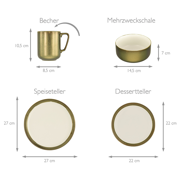 Kombiservice Modern Industrial (16-tlg.) - Steinzeug - Weiß - 16-teilig