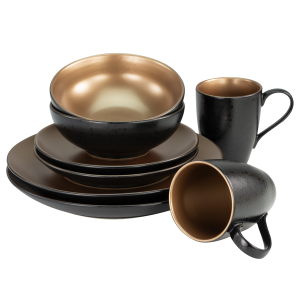 Kombiservice Glamour Gold - Steinzeug - Mehrfarbig - 8-teilig