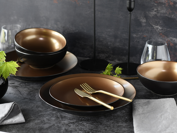 Kombiservice Glamour Gold - Steinzeug - Mehrfarbig - 8-teilig