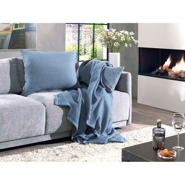 Kissenbezug Wafel II - Baumwolle - Eisblau - 80 x 80 cm