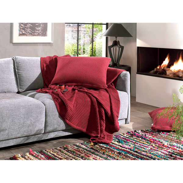 Kissenbezug Wafel II - Baumwolle - Rot - 80 x 80 cm