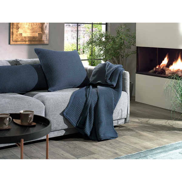 Kissenbezug Wafel II - Baumwolle - Dunkelblau - 80 x 80 cm