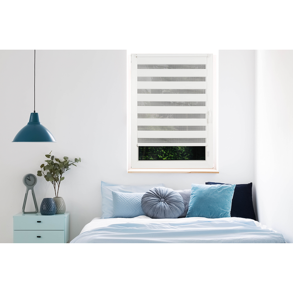 Klemmfix Doppelrollo Just Blickdicht - Polyester - Weiß - 90 x 160 cm