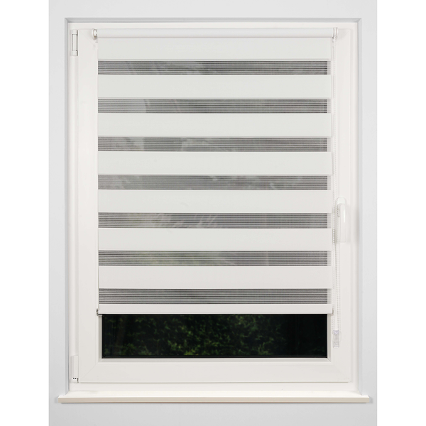 Klemmfix Doppelrollo Just Blickdicht - Polyester - Weiß - 90 x 160 cm