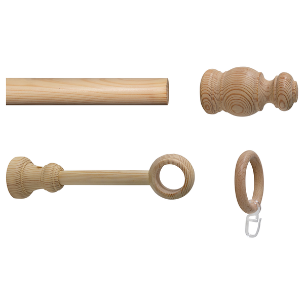 28mm Gardinenstange Mini - Kiefer - Breite: 120 cm