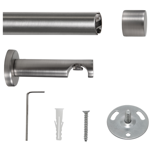 20mm Innenlaufgarnitur Profilo - Zamak - Edelstahl-Optik - Breite: 160 cm
