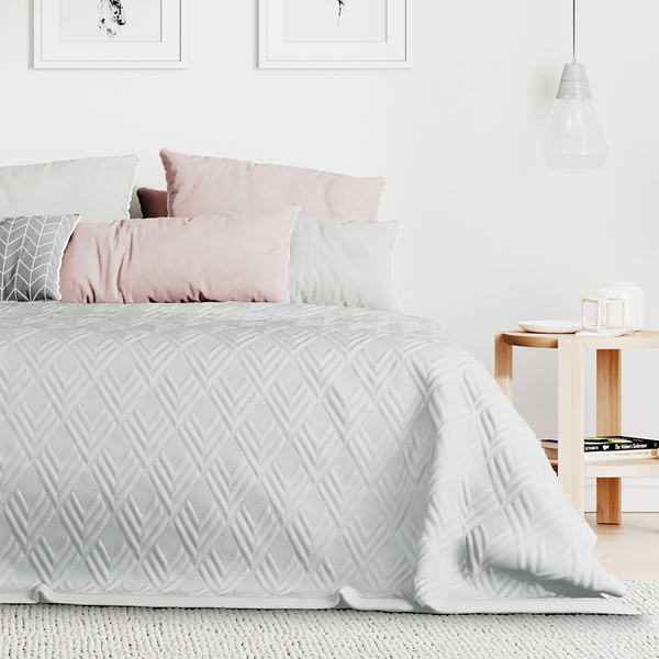 Tagesdecke Helia - Polyester - Hellgrau - 200 x 220 cm