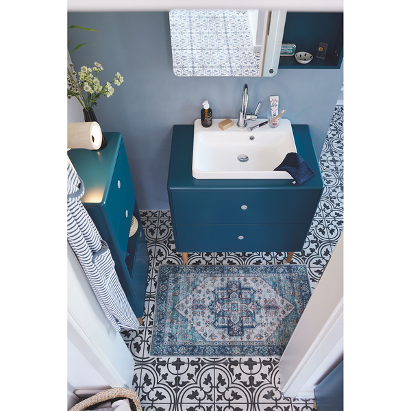 Badteppich Oriental Two - Polyester - Türkis - 60 x 100 cm