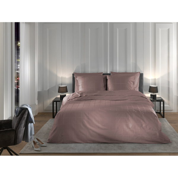 Bettwäsche Diamante - Baumwolle Satin - Altrosa - 135 x 200 cm + Kissen 80 x 80 cm