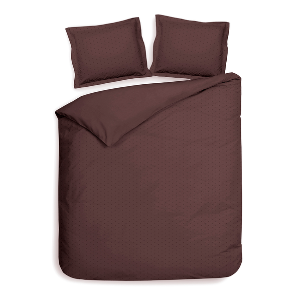 Bettwäsche Punto - Baumwolle Satin - Braun - 240 x 260 cm + 2 Kissen 60 x 70 cm