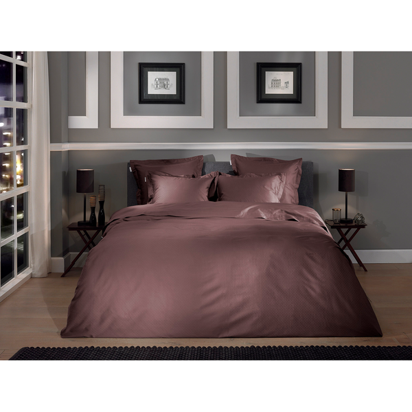 Bettwäsche Punto - Baumwolle Satin - Braun - 240 x 260 cm + 2 Kissen 60 x 70 cm
