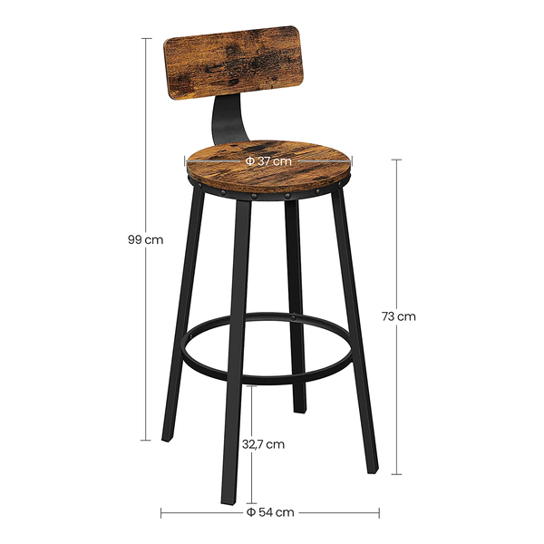 Barstuhl Paoli (2er-Set) - Altholz Dekor / Schwarz