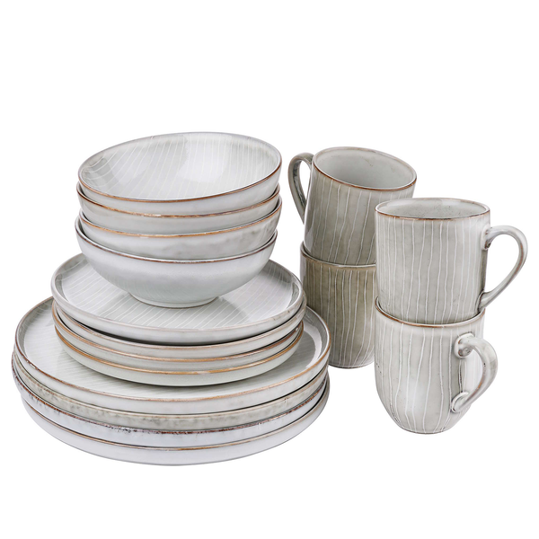 Geschirr-Set HENLEY 16-teilig - Steinzeug - Grau