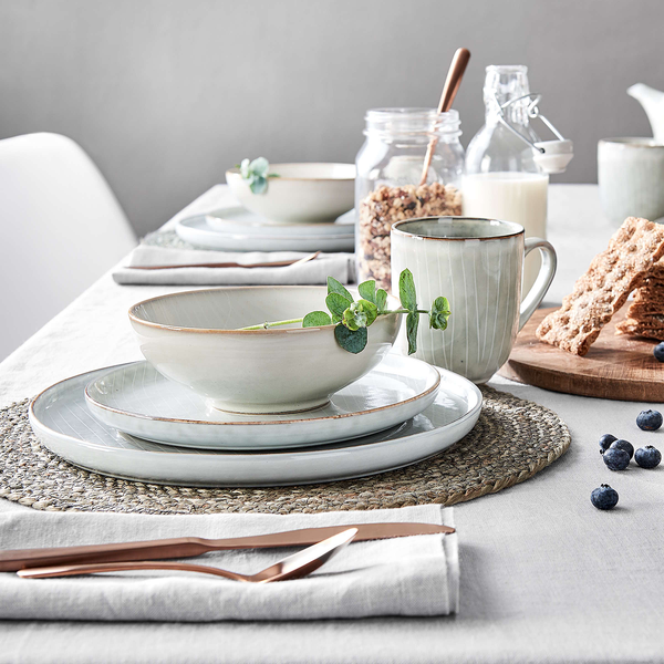 Geschirr-Set HENLEY 16-teilig - Steinzeug - Grau