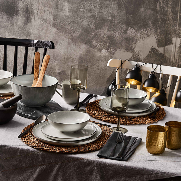 Geschirr-Set HENLEY 16-teilig - Steinzeug - Grau