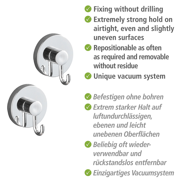 Vacuum-Loc Haken Glostrup (2er-Set) - ABS - Silber