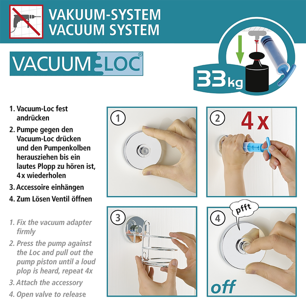 Vacuum-Loc Haken Glostrup (2er-Set) - ABS - Silber