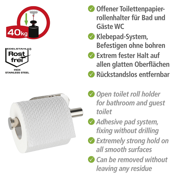 Turbo-Loc Toilettenpapierhalter Orea - Edelstahl - Silber