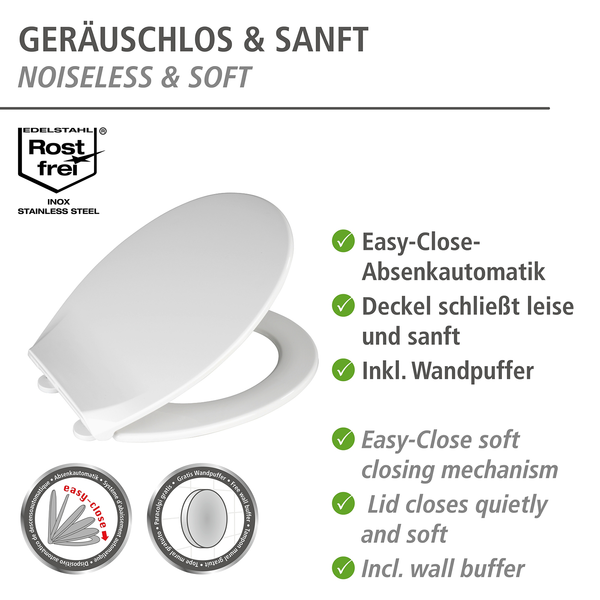 Premium WC-Sitz Kos - Thermoplast / Edelstahl - Weiß