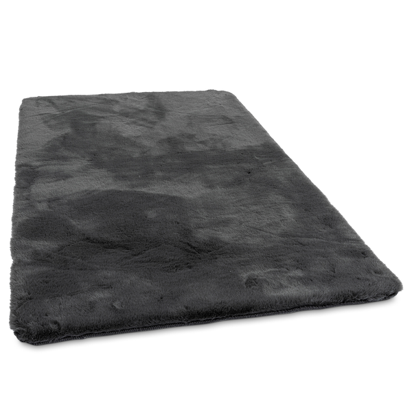 Hochflorteppich Sara I - Polyester - Anthrazit - 60 x 90 cm
