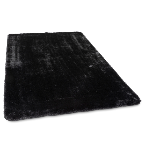 Hochflorteppich Sara I - Polyester - Schwarz - 60 x 90 cm