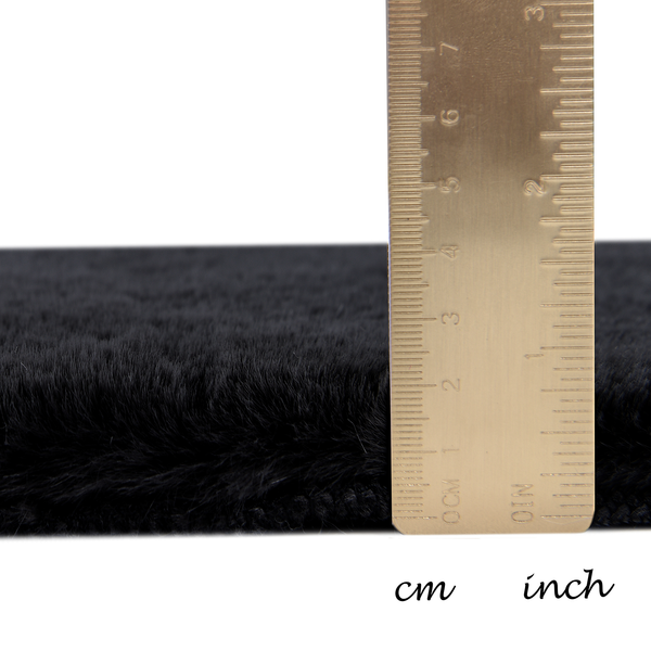Hochflorteppich Sara I - Polyester - Schwarz - 70 x 120 cm