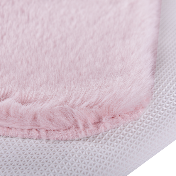 Hochflorteppich Sara II - Polyester - Rosa - Durchmesser: 90 cm