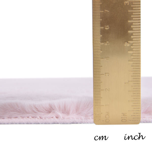 Hochflorteppich Sara II - Polyester - Rosa - Durchmesser: 90 cm