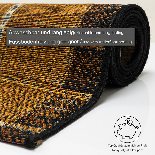 Kurzflorteppich Aurora 038 - Kunstfaser - Gold - 80 x 165 cm