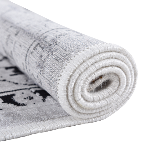 Kurzflorteppich Orelia 105 - Polyester / Viskose - Silber - 75 x 150 cm