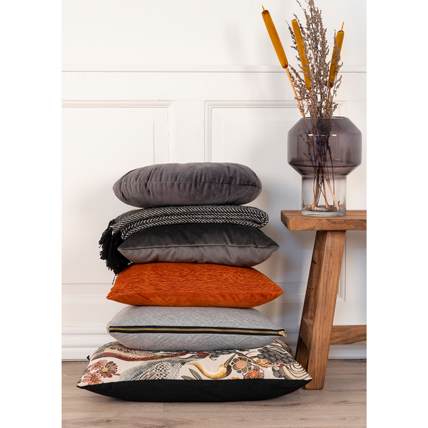 Dekokissen Luso - Samt / Polyester - Grau