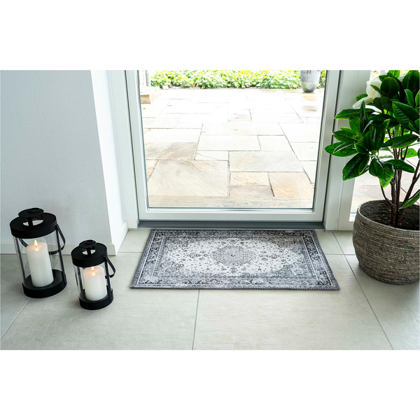 Fußmatte Havana - Polyester Chenille - Schwarz / Weiß