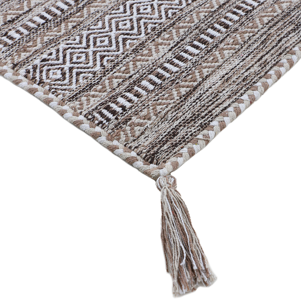 Flachgewebeteppich Kelim Azizi - Baumwolle - Beige - 80 x 150 cm