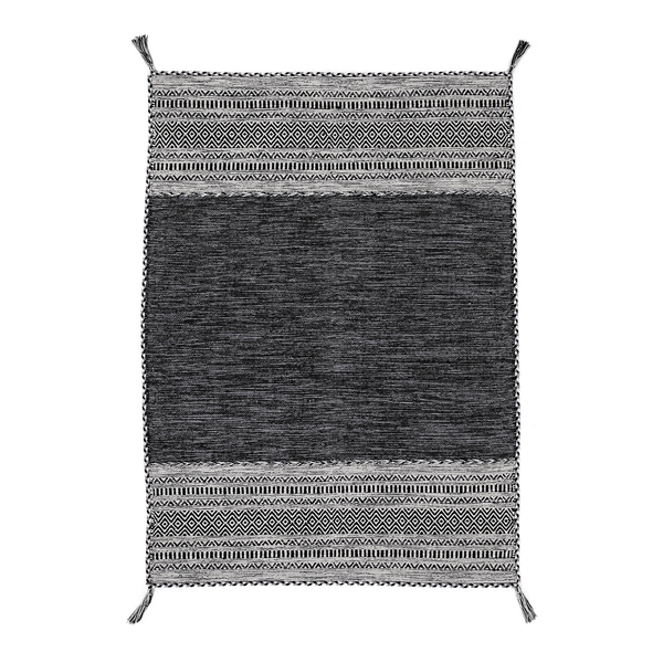 Flachgewebeteppich Kelim Azizi - Baumwolle - Schwarz - 80 x 150 cm