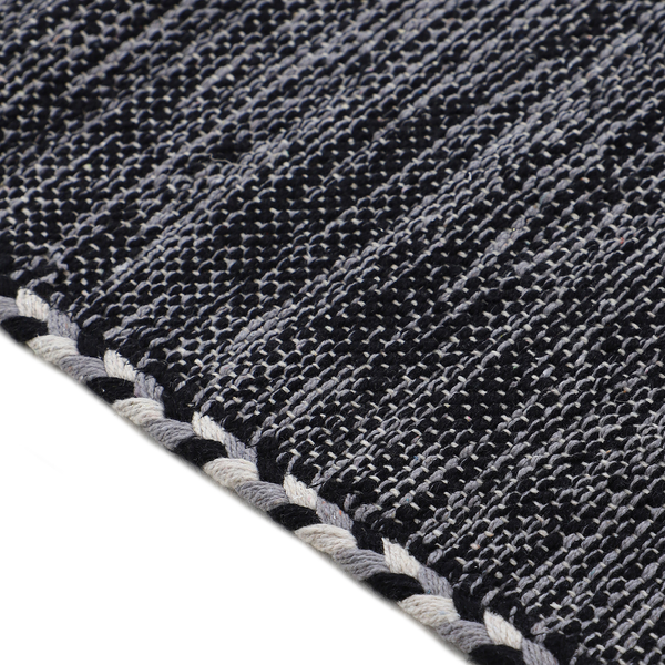 Flachgewebeteppich Kelim Azizi - Baumwolle - Schwarz - 80 x 150 cm