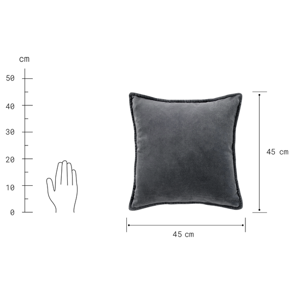 Dekokissen COTTON VELVET - Baumwolle / Polyester - Anthrazit - 45 x 45 cm