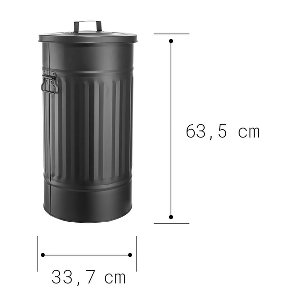 Mülltonne Oskar ZINC - Zink - Schwarz - Schwarz
