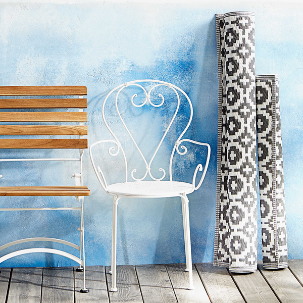 In-/Outdoorteppich COLOUR CLASH Mosaik I - Polypropylen, davon mind. 20% recyceltes - Grau / Weiß - 118 x 180 cm