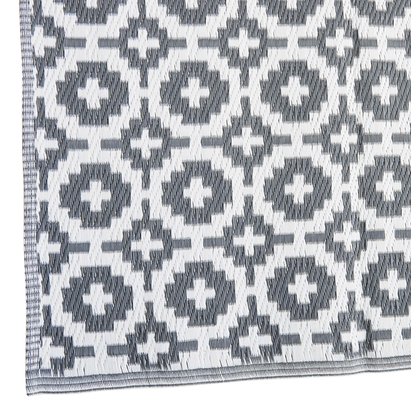 In-/Outdoorteppich COLOUR CLASH Mosaik I - Polypropylen, davon mind. 20% recyceltes - Grau / Weiß - 118 x 180 cm