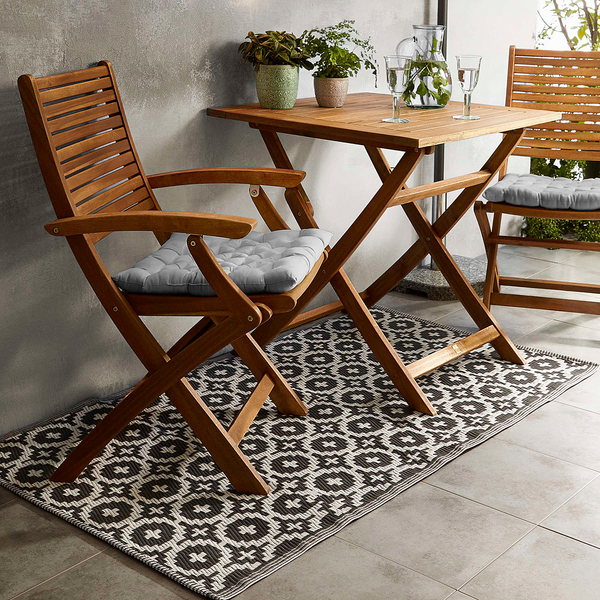 In-/Outdoorteppich COLOUR CLASH Mosaik I - Polypropylen, davon mind. 20% recyceltes - Schwarz / Weiß - 90 x 150 cm