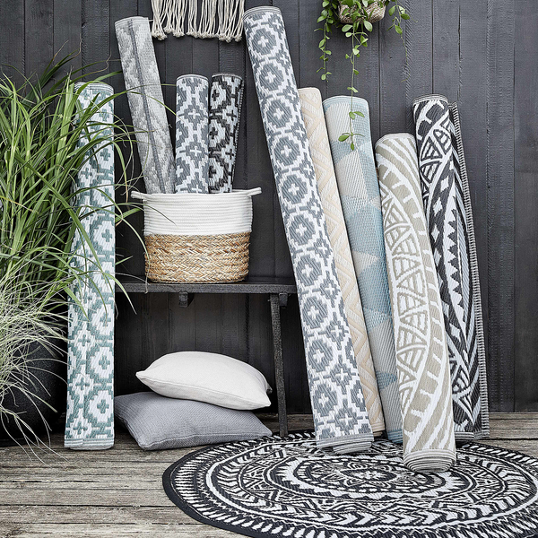 In-/Outdoorteppich COLOUR CLASH Mosaik I - Polypropylen, davon mind. 20% recyceltes - Schwarz / Weiß - 90 x 150 cm