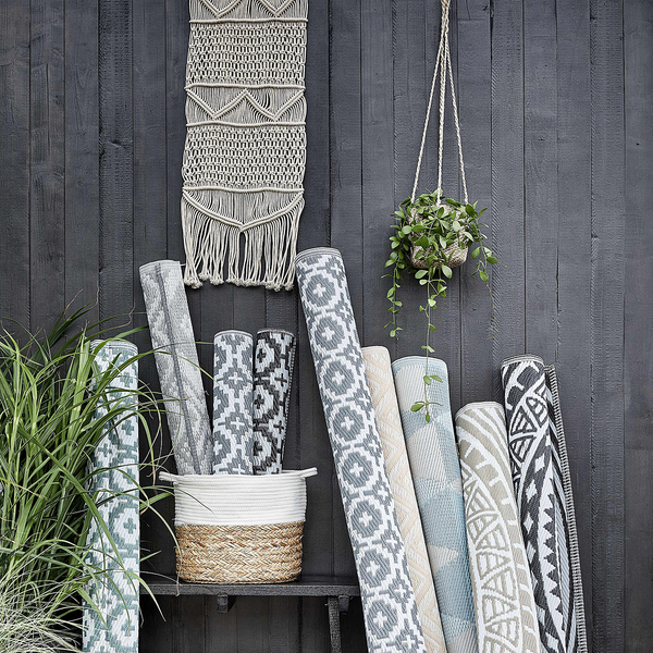 In-/Outdoorteppich COLOUR CLASH Mosaik I - Polypropylen, davon mind. 20% recyceltes - Schwarz / Weiß - 90 x 150 cm