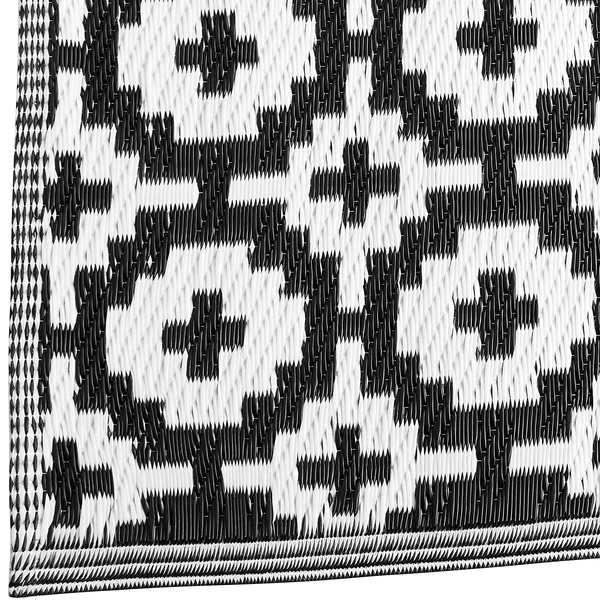 In-/Outdoorteppich COLOUR CLASH Mosaik I - Polypropylen, davon mind. 20% recyceltes - Schwarz / Weiß - 90 x 150 cm