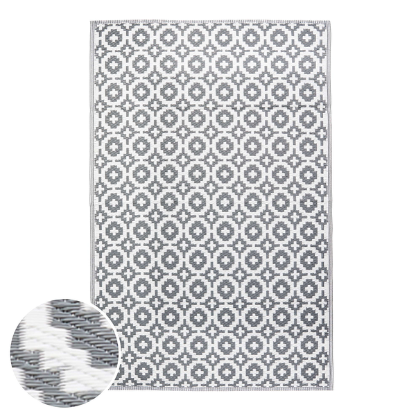In-/Outdoorteppich COLOUR CLASH Mosaik - Polypropylen, davon mind. 20% recyceltes - Grau - 90 x 150 cm
